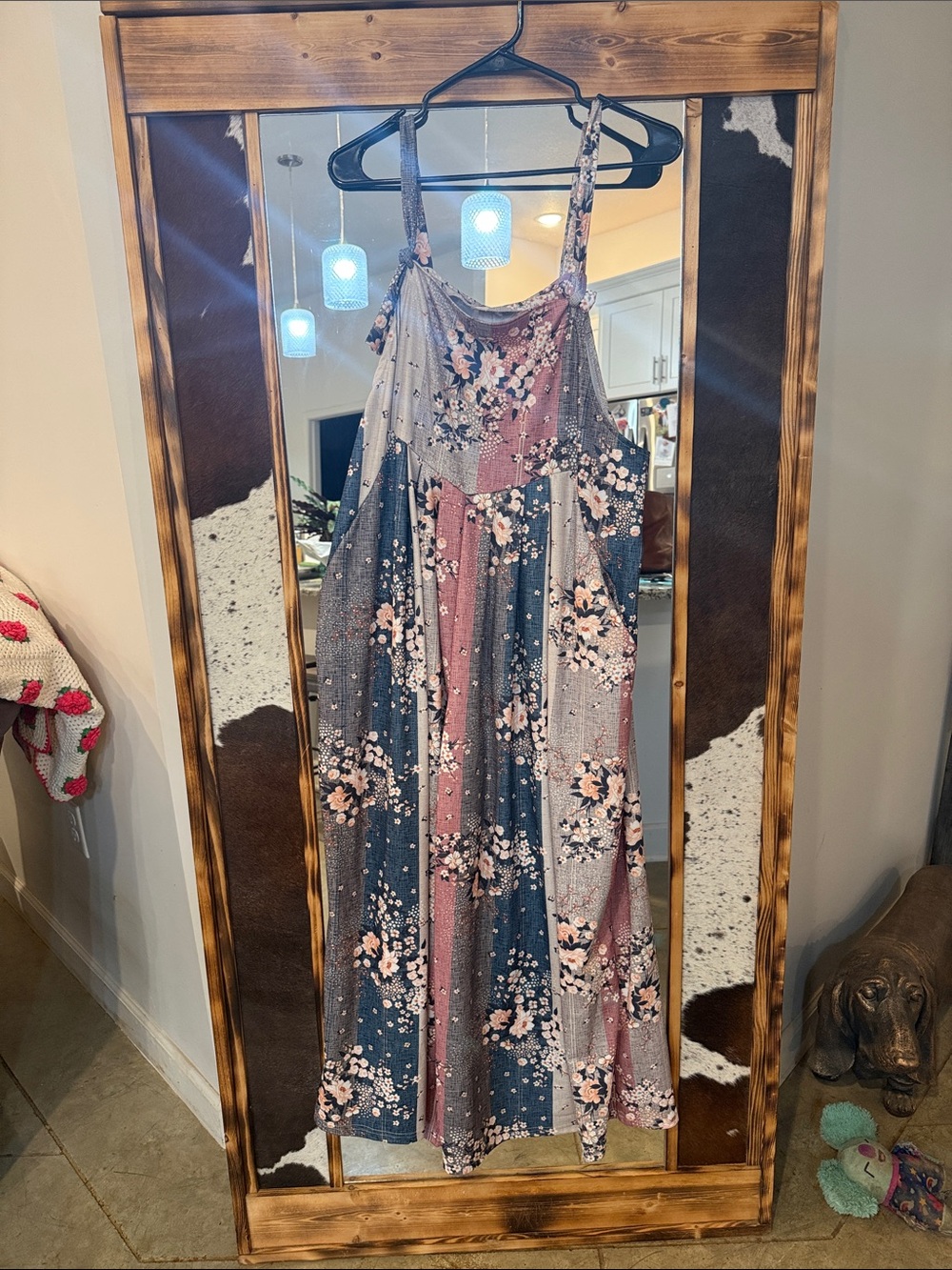 Floral Patchwork Wide Leg Overalls
